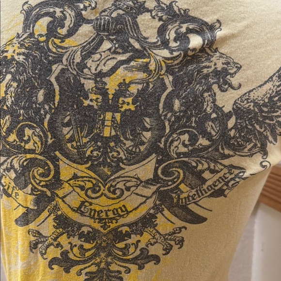 Vintage Yellow Lei Graphic V-Neck Women Top Size 11/13 - Picture 7 of 8